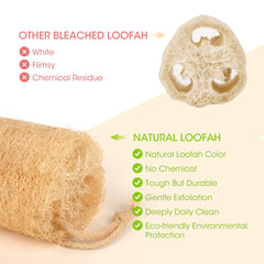 YEMTAL loofah sponge back scrubber shown with long 12-inch length for full-body reach