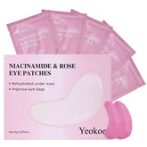Yeokoe under-eye patches packaging shows compact sachets for on-the-go hydration.