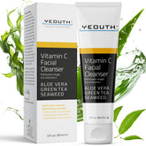 YEOUTH Vitamin C cleanser bottle pour shows oil-free, refreshing cleanse for daily use.