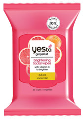 Yes To Grapefruit toallitas faciales iluminadoras con dispensador compostable para viaje.