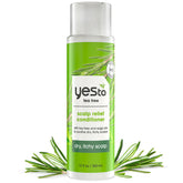 Yes To Tea Tree Scalp Relief Conditioner bottle for soothing scalp hydration.