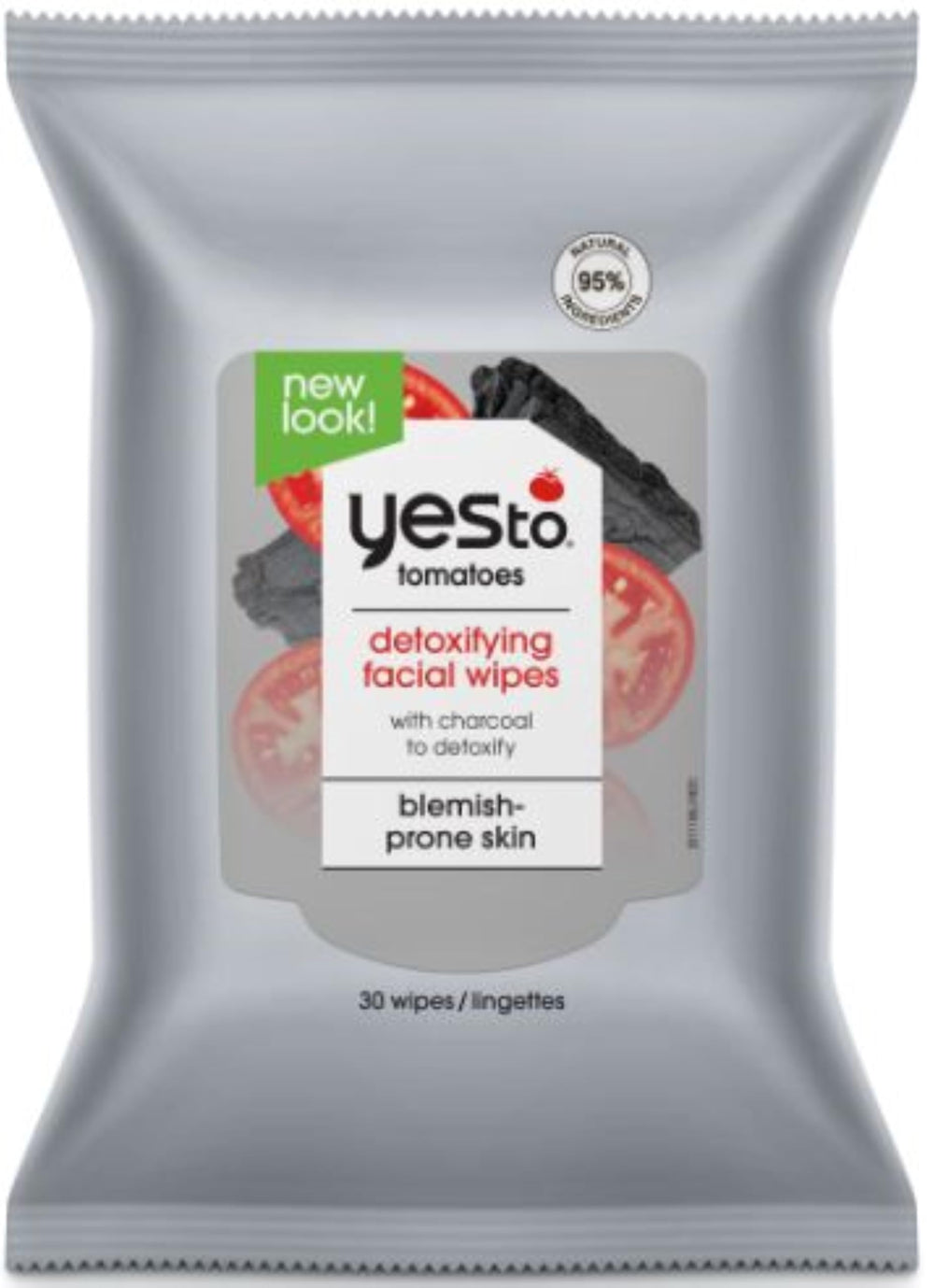 Yes To Tomatoes charcoal wipes pack shown for on-the-go makeup removal