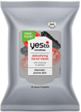 Yes To Tomatoes charcoal wipes pack shown for on-the-go makeup removal