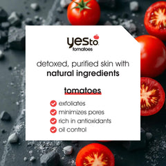 Yes To Tomatoes charcoal wipes being used on the face for quick cleansing