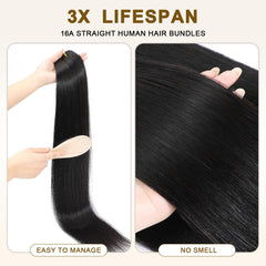 YesBase 16A raw straight bundles 24-inch front view delivers fuller length and effortless braids.