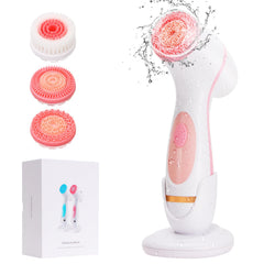 Yevsinbay facial cleansing brush pink front view for daily cleansing in a compact design
