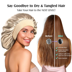 YFONG adjustable-tie band bonnet secures hair overnight