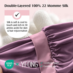 YFONG silk bonnet on head at night shows non-slip design for secure sleep