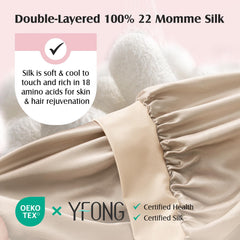 YFONG silk bonnet on head at night for secure fit