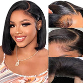 YFOXI Wear and Go Bob Wig front view shows easy, glueless wear for beginners.