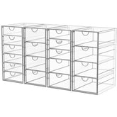 YFXCVSL acrylic makeup organizer four-pack front view for clutter-free vanity storage