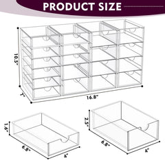 YFXCVSL clear-drawer storage on dresser simplifies arranging lipsticks and brushes