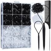YGDZ elastic hair ties 1500-piece set with clear case for on the go styling.