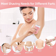 YHC Electric Razor for Women hypoallergenic-foil close-up highlights skin-friendly bikini shaving.