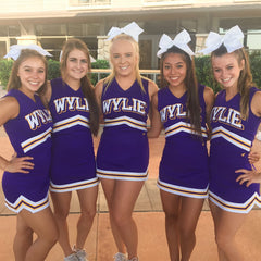 YHXX YLEN white cheer bow side view for everyday school wear