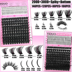 YIDUO D-curl lashes 80D-100D-200D-300D volume clusters for dramatic looks.