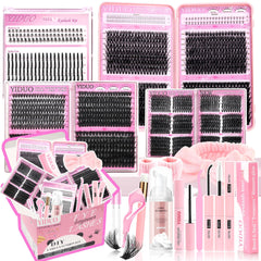 YIDUO bulk kit box with 1864 cluster lashes for versatile volume looks.