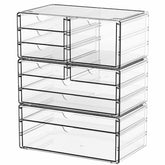 Yieach 3-pack clear storage drawers front view showing stackable design for space saving