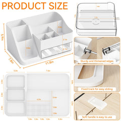 Yieach white makeup organizer top compartments for quick palette and brush storage