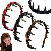 Yiishuiil black high skull pearl headband for formal looks