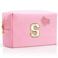 YILANCOL initial makeup bag front view with bling heart for stylish organization