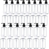 Yinder 30-pack 10oz pump bottles in clear design for travel organization