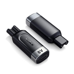 Yinke 8V Type-C Shaver Adapter front view showcasing compact travel-ready design