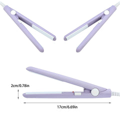 YIPINER mini hair straightener 2-in-1 use demonstrates straight and curl