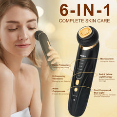 YIQEA Facial Massager 6in1 design highlights a sleek handheld tool for easy daily use.