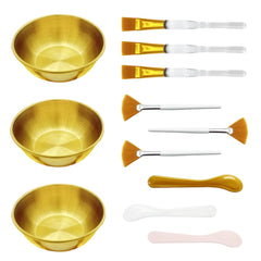 Yiqianhome gold facial bowls set for DIY skincare mixing and mask prep.