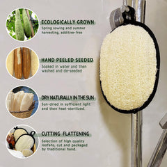 YIQINGJIE natural shower loofah back with cotton towel aids faster lather and grip
