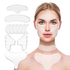 YISHIQI neck-wrinkle-patches applied on neck for overnight smoothing.