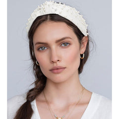 YISSION pearl-knotted headband leather material detail shows durable PU