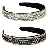 YISSION rhinestone headband in silver, front view with sparkling crystals for evening glamour