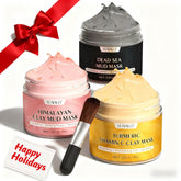 YLNALO turmeric vitamin C clay mask application for brighter, more even skin tone.
