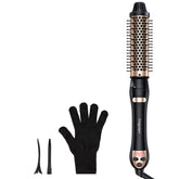 Ymguspri thermal brush close up shows ceramic barrel for smooth styling and frizz control.