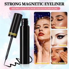 Ymojia-eyeliner-magnetic-ink-application demonstrates quick attachment with no glue needed.