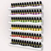 YMVV white nail polish rack wall-mounted front view showcases organized color display for salon efficiency