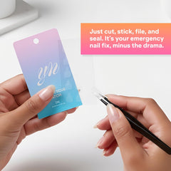 YN Young Nails Nail Rescue Patch being cut to size before application