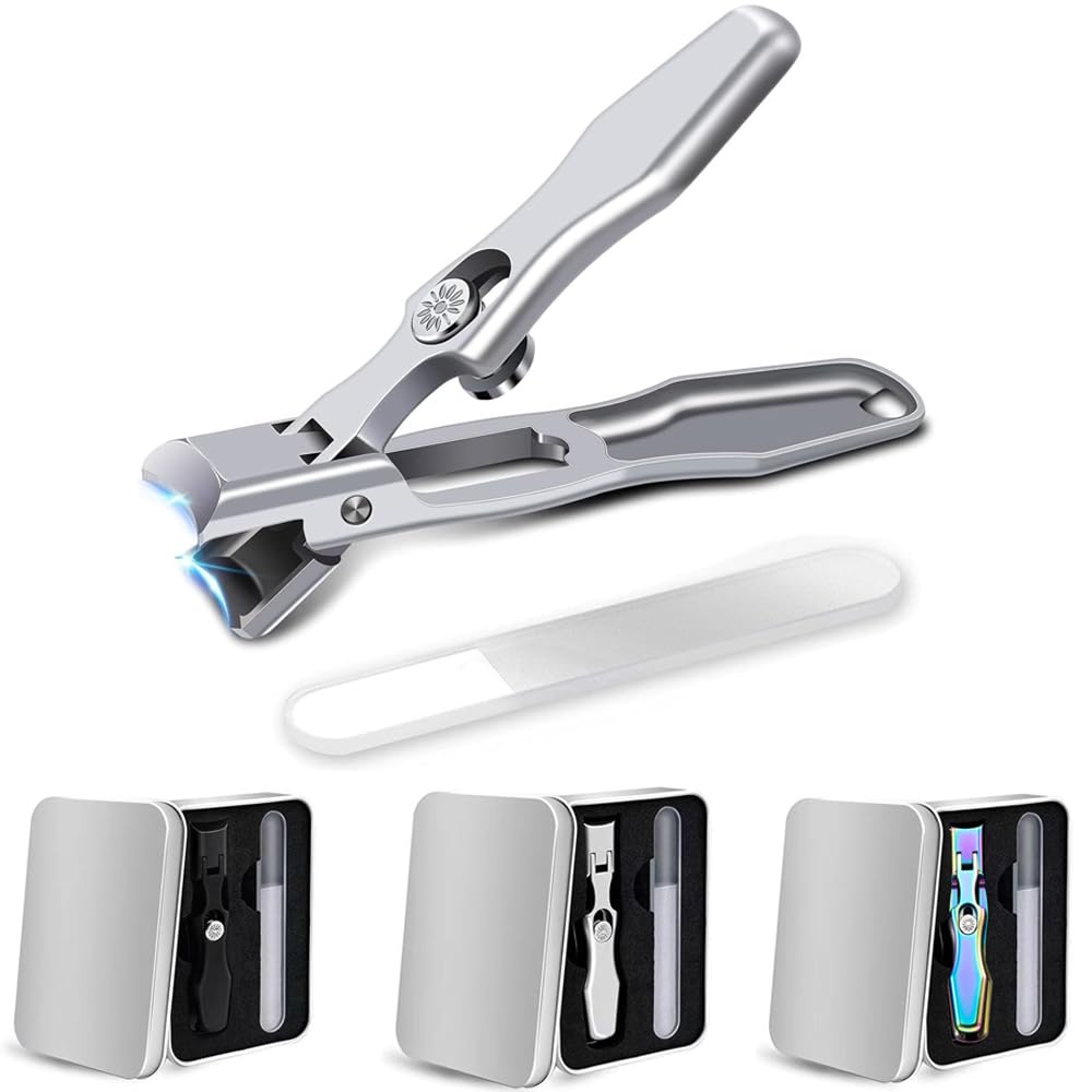 Ynyjzz MightyClip nail Clippers silver front view shows sturdy build for thick nails.