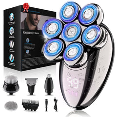 YOBeyux 7-head bald head shaver front view for quick, close grooming