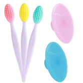 Yoizyfree lip scrub brush 3pcs set with soft bristles for gentle lip exfoliation.