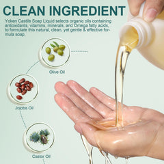 Yoken Castile Soap lather foam demonstrates luxurious bubbles from organic oils.