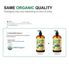 Yoken castor oil 32oz glass bottle preserves purity and omega-rich formula.