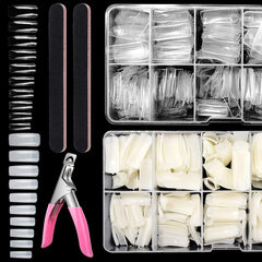 Yokilly 1000pcs square nail tips pack with storage box for easy DIY nails