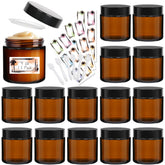 Yokodaza amber glass jar 4oz with lid, ideal for cosmetics storage and DIY projects.