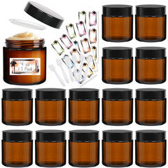 Yokodaza amber glass jar 4oz with lid, ideal for cosmetics storage and DIY projects.