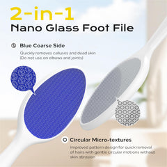 Yomanta foot file nano-glass coarse provides controlled exfoliation for stubborn dead skin.