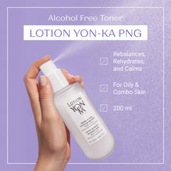 Yonka Lotion PNG Toner face portrait after misting appears refreshed