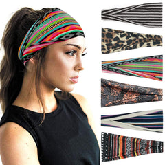 YONUF boho headbands six-pack flat lay showing vibrant color variety for matching outfits.